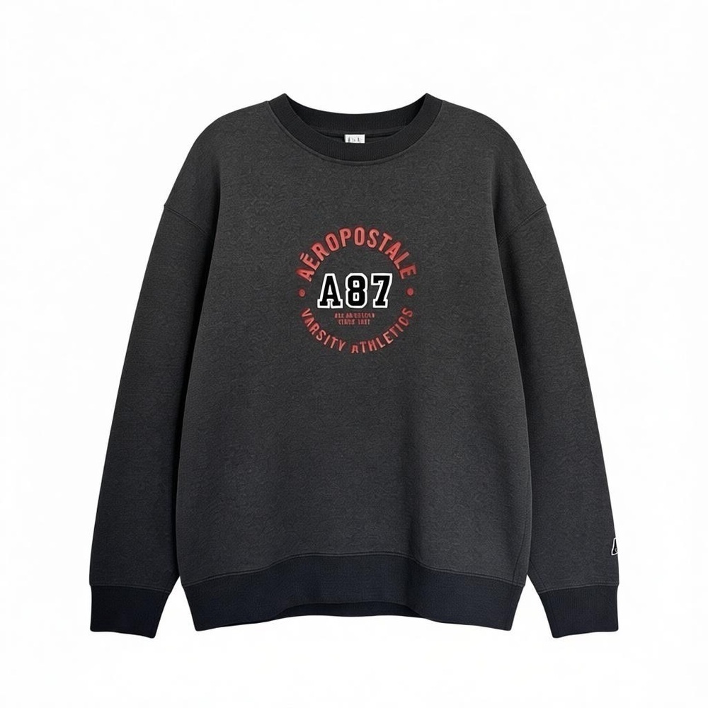 Aeropostale Grey Mens Varsity Crewneck Sweater Size M Preppy Pullover